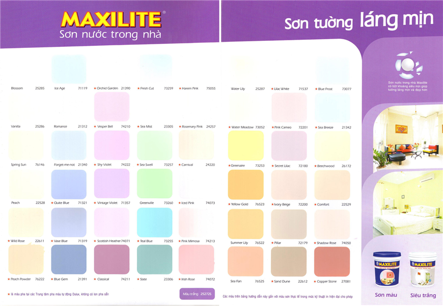 Bảng màu sơn Maxilite chính hãng 